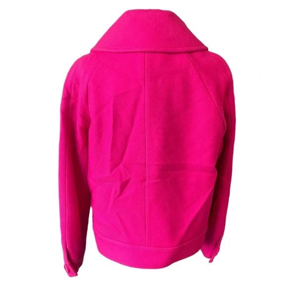 Kate Spade Double Breasted Cropped Coat 100% Wool Hot Pink XL - Picture 9 of 10
